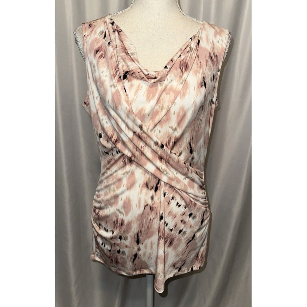 New NY and Company Top Womens Size M Pink Ruch Sides Sleeveless Scoop Neck